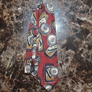 Christian Dior Men's Red Abstract Classic Silk Neck Tie
